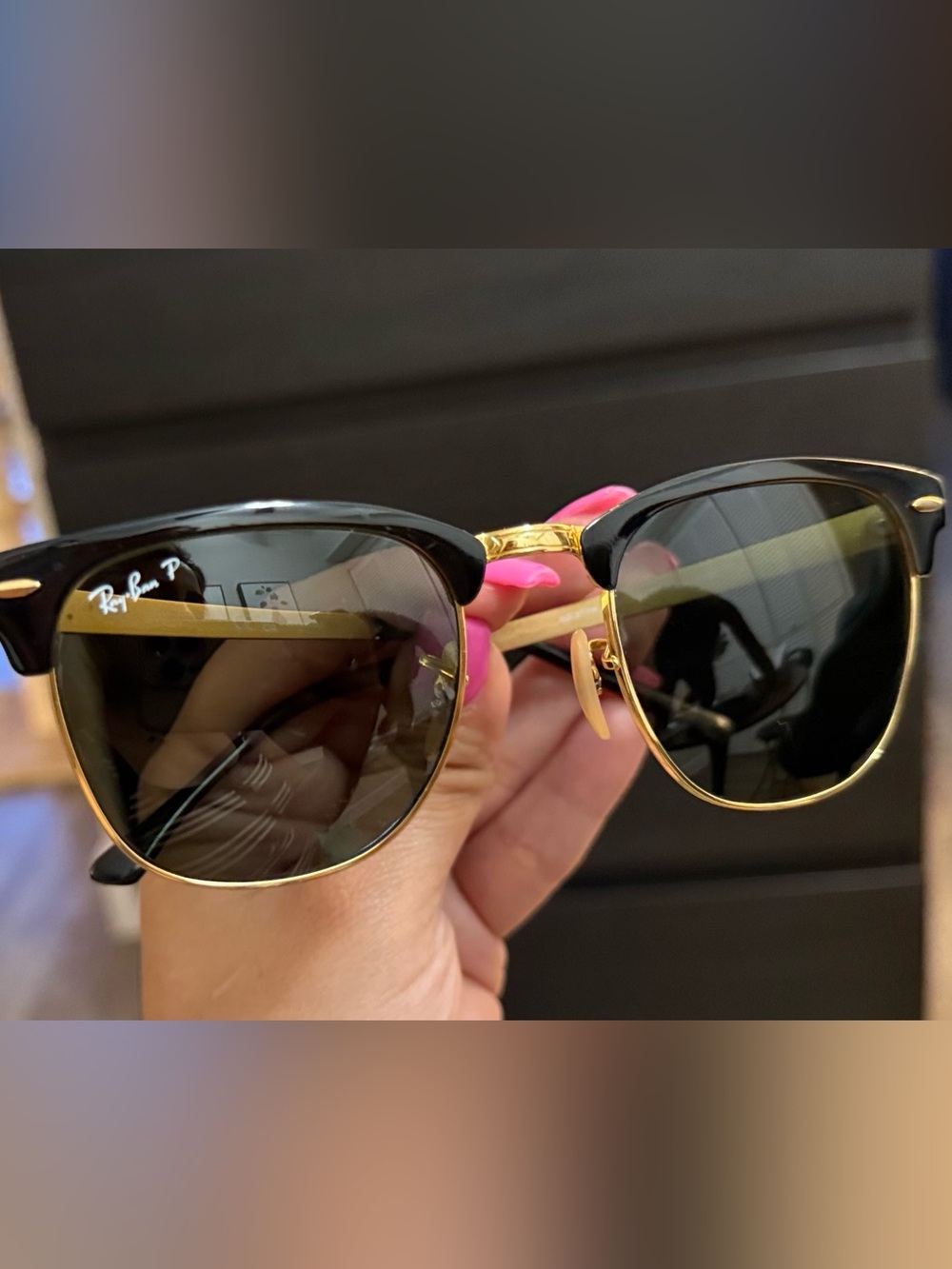 Ray-Ban Black & Gold Clubmaster Sunglasses - Polarized